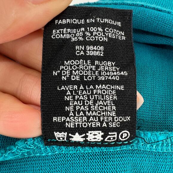 THEORY Green White Cotton Short Sleeve V-Neck Rugby Polo-Rope Jersey Top Size M - Picture 11 of 11